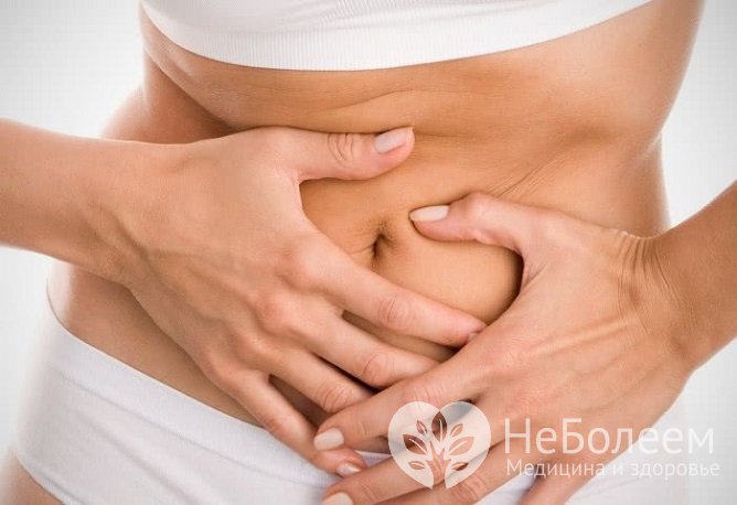 Спастический колит характеризуется болью в области пупка и нижней части живота после приема пищи